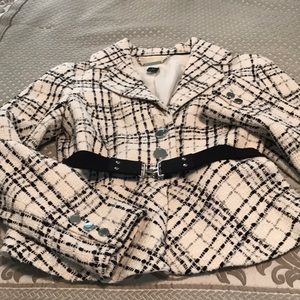 WHBM off white with black and gray Tweed jacket - lined